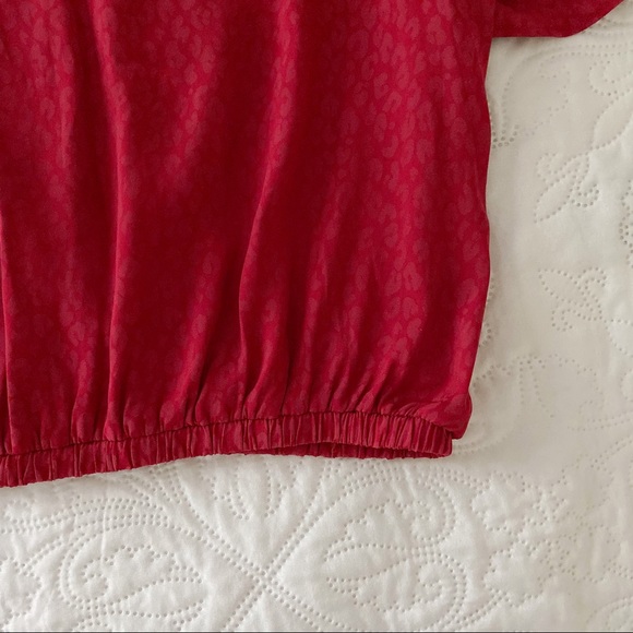 EUC ASTR the Label Red Satin Leopard Wrap Top Blouse Size Small S - Picture 5 of 6